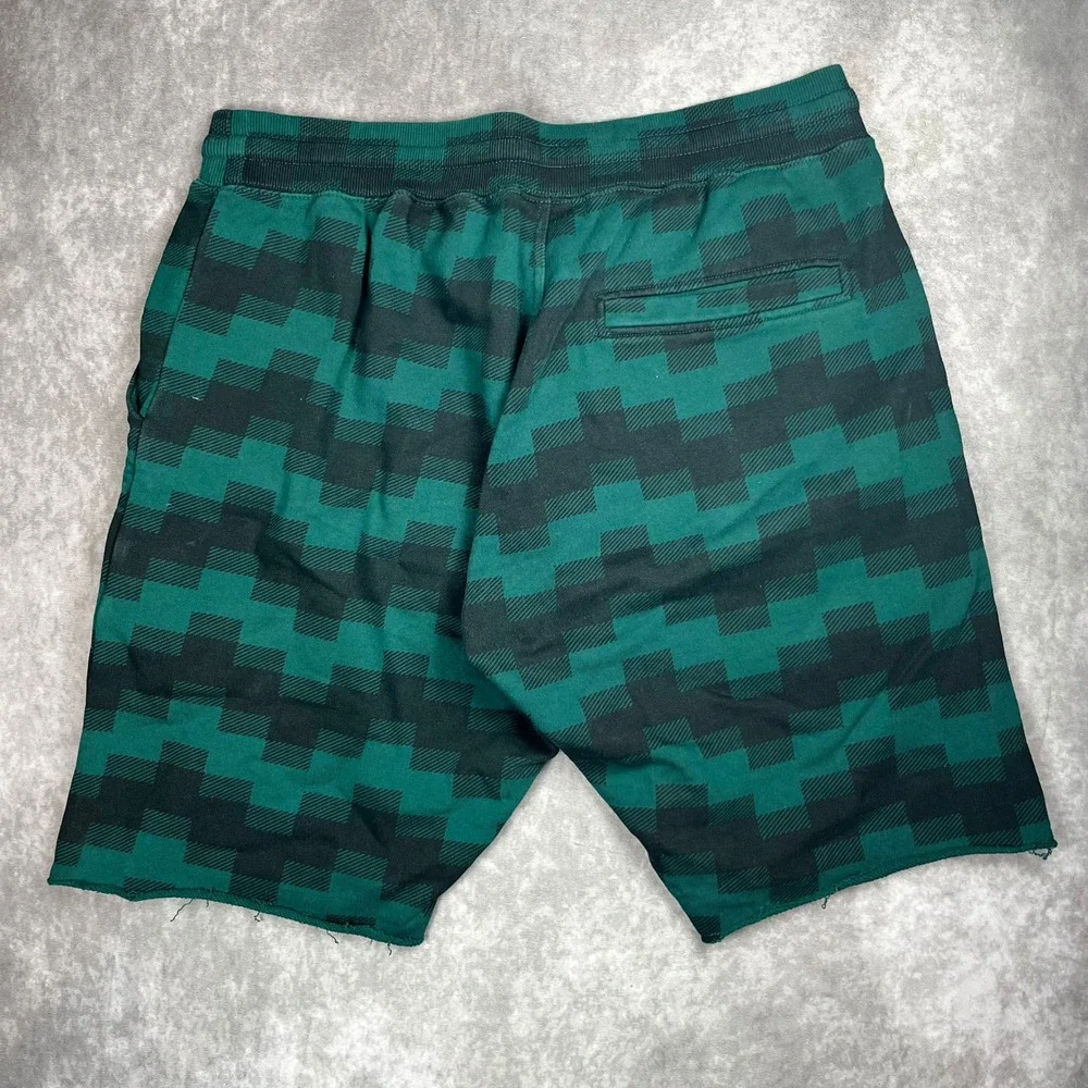 Billionaire Boys Club Mens XXL Green Black Pixel Checkered Sweat Shorts BBC